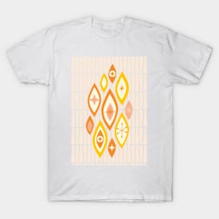 Atomic Age MCM Abstract Shapes and Stars in Pink, Orange, Yellow T-Shirt